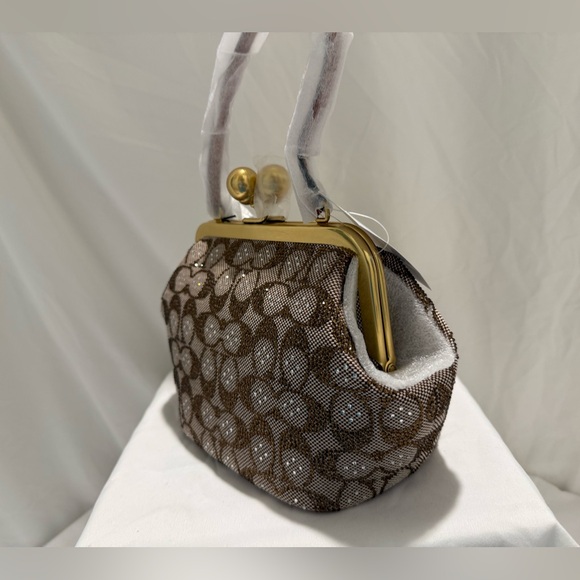 NWT Coach Kisslock Frame Bag 16 In OG Crystal Signature Jacquard CCC53 - Picture 6 of 10